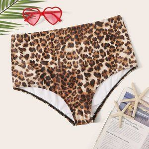 Plus Leopard High Waisted Bikini Panty